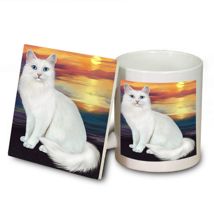 Turkish Angora Cat Mug and Coaster Set MUC54643