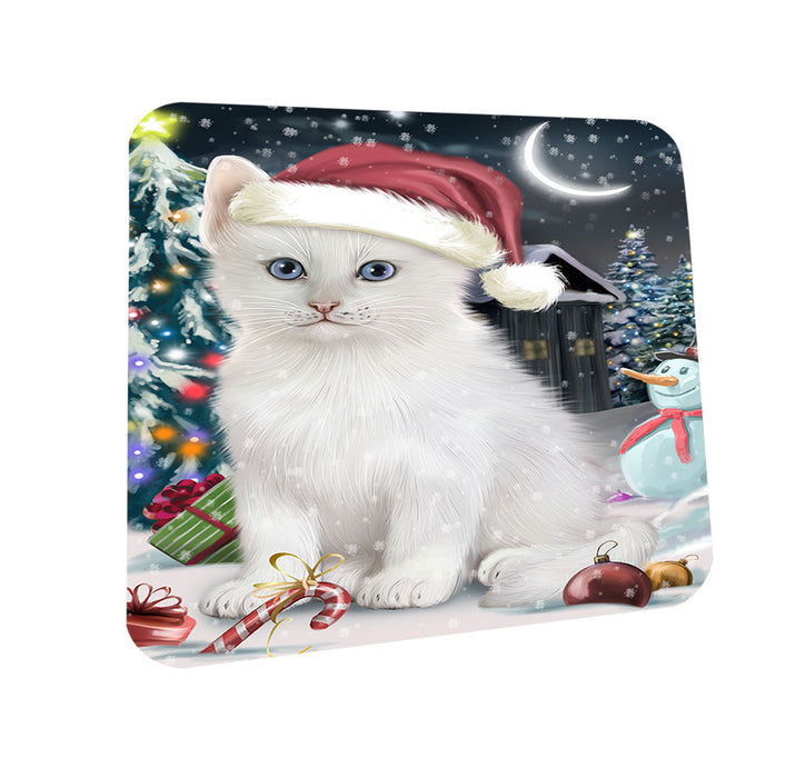 Have a Holly Jolly Christmas Happy Holidays Turkish Angora Cat Coasters Set of 4 CST54219