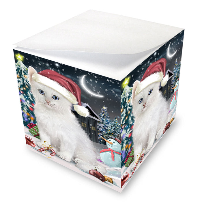 Have a Holly Jolly Christmas Happy Holidays Turkish Angora Cat Note Cube NOC55907