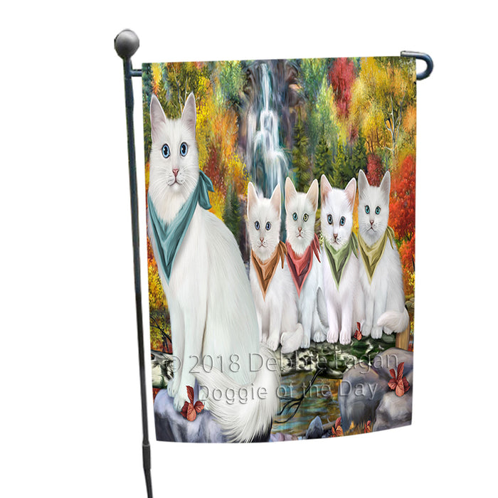 Scenic Waterfall Turkish Angora Cats Garden Flag GFLG54890