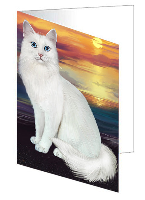 Turkish Angora Cat Handmade Artwork Assorted Pets Greeting Cards and Note Cards with Envelopes for All Occasions and Holiday Seasons GCD68366