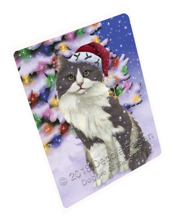 Winterland Wonderland Turkish Angora Cat In Christmas Holiday Scenic Background Large Refrigerator / Dishwasher Magnet RMAG96744