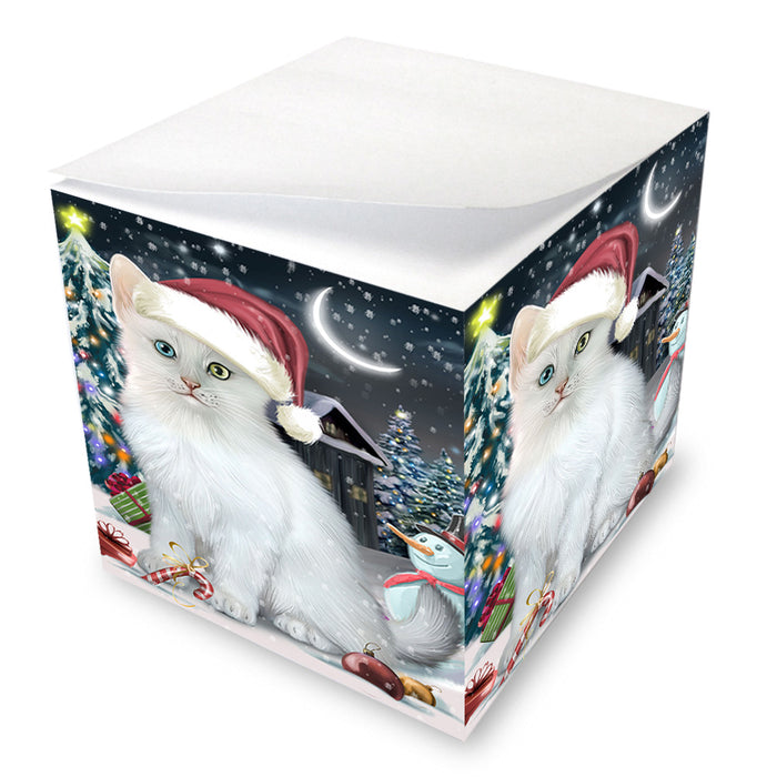 Have a Holly Jolly Christmas Happy Holidays Turkish Angora Cat Note Cube NOC55908