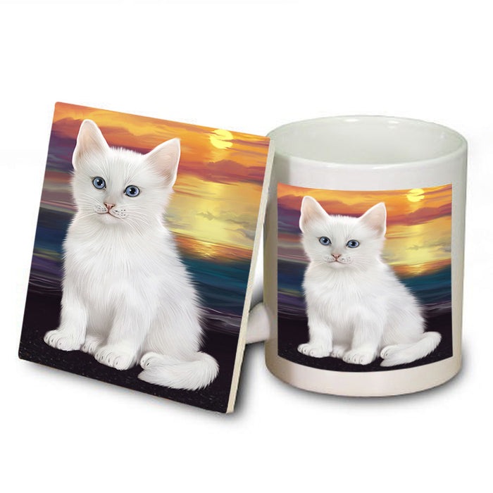 Turkish Angora Cat Mug and Coaster Set MUC54644