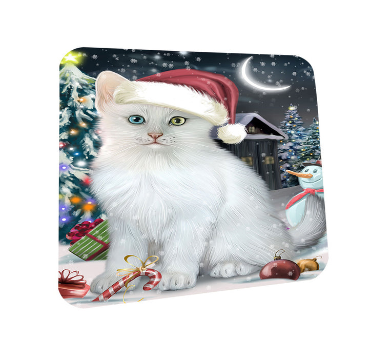 Have a Holly Jolly Christmas Happy Holidays Turkish Angora Cat Coasters Set of 4 CST54220
