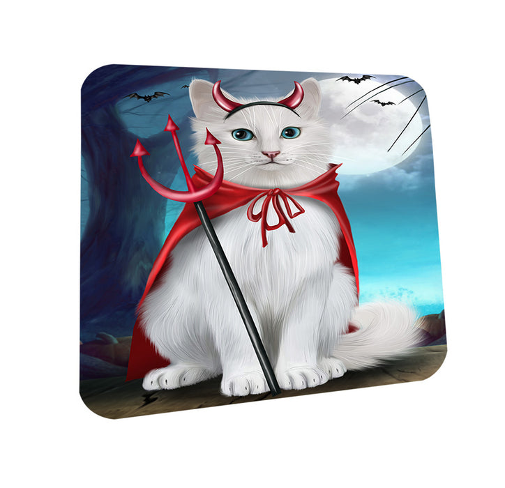 Happy Halloween Trick or Treat Turkish Angora Cat Coasters Set of 4 CST54498