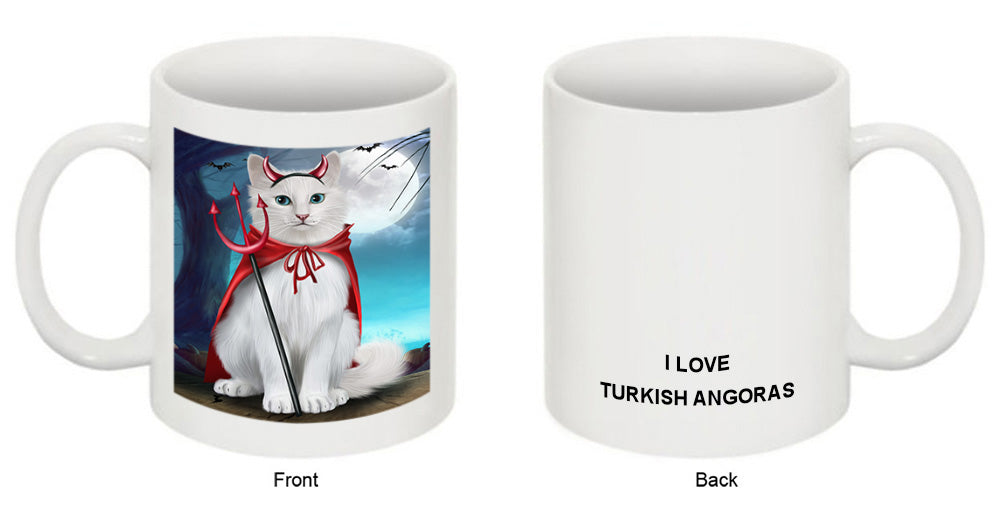 Happy Halloween Trick or Treat Turkish Angora Cat Coffee Mug MUG49938