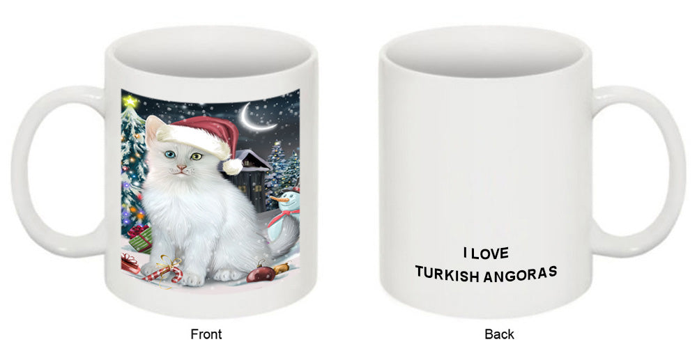 Have a Holly Jolly Christmas Happy Holidays Turkish Angora Cat Coffee Mug MUG49660
