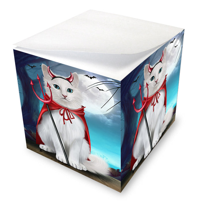 Happy Halloween Trick or Treat Turkish Angora Cat Note Cube NOC56186