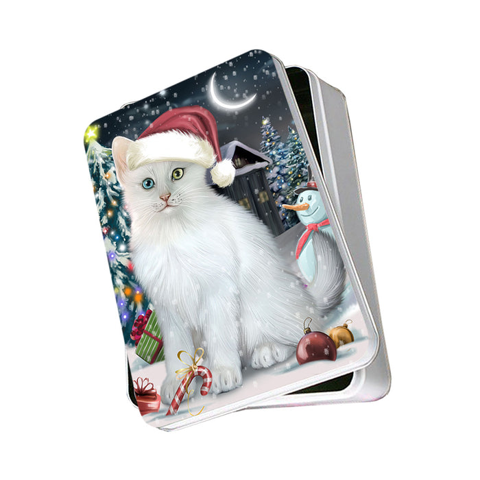 Have a Holly Jolly Christmas Happy Holidays Turkish Angora Cat Photo Storage Tin PITN54205
