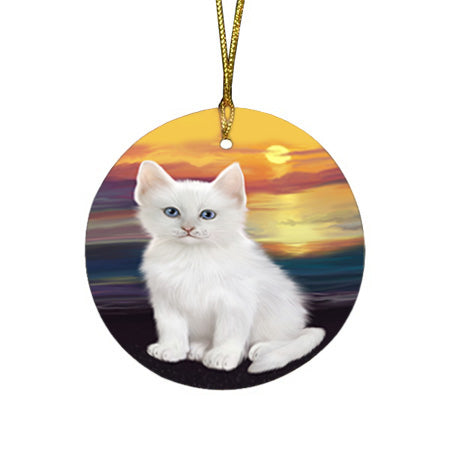Turkish Angora Cat Round Flat Christmas Ornament RFPOR54771