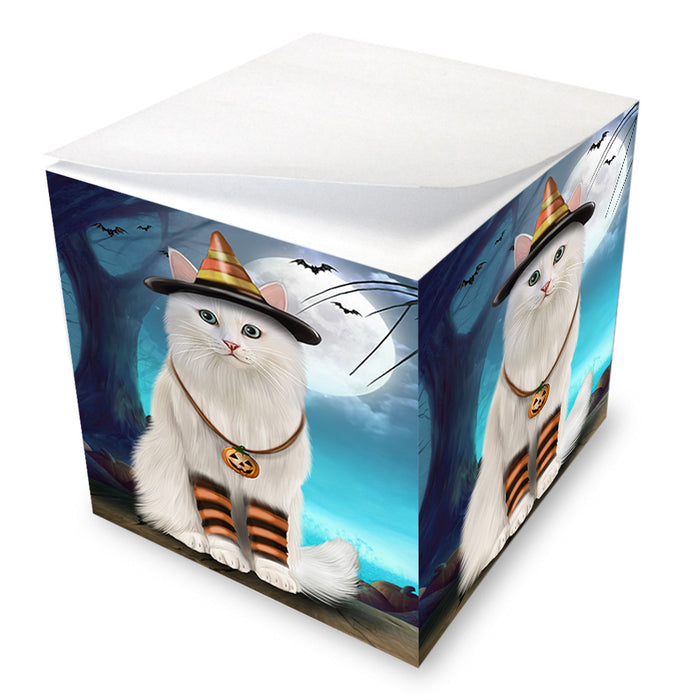 Happy Halloween Trick or Treat Turkish Angora Cat Note Cube NOC56187