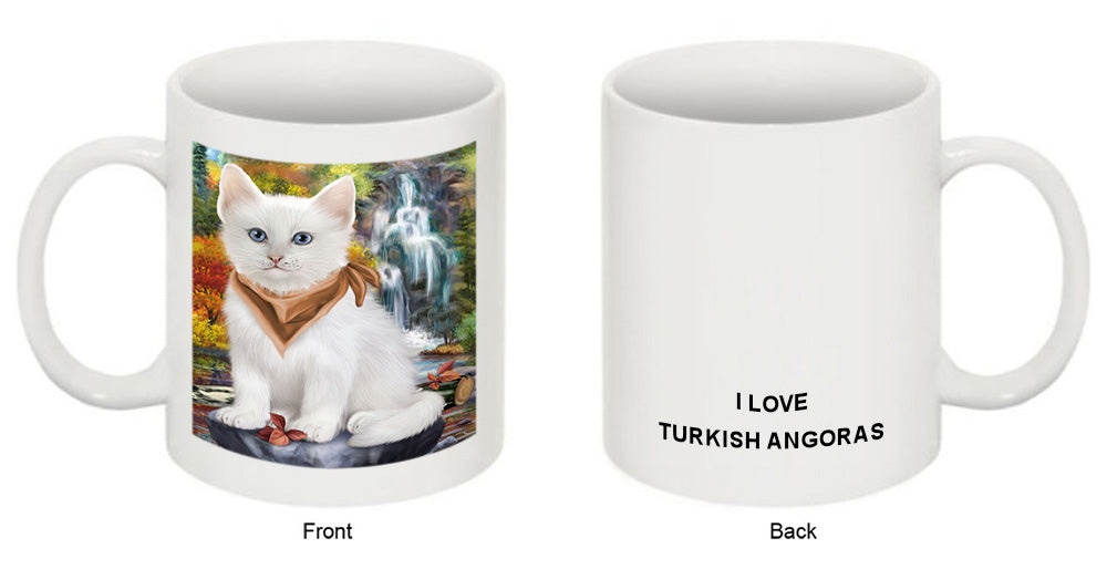 Scenic Waterfall Turkish Angora Cat Coffee Mug MUG50100