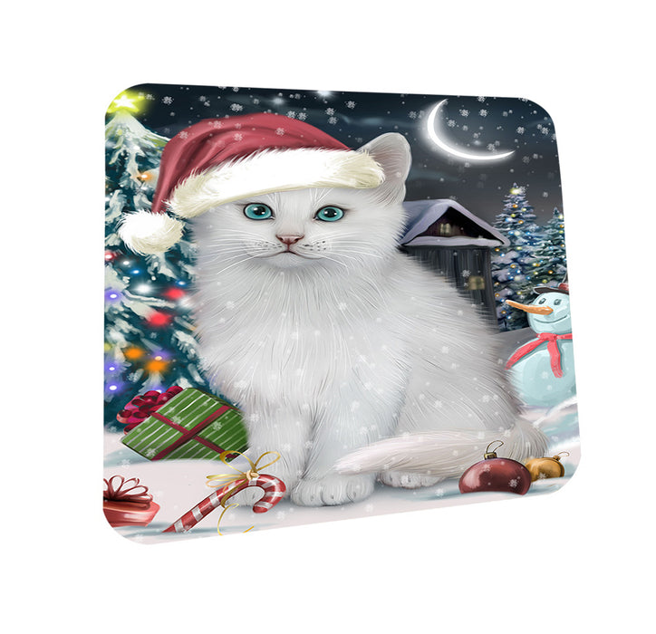 Have a Holly Jolly Christmas Happy Holidays Turkish Angora Cat Coasters Set of 4 CST54221