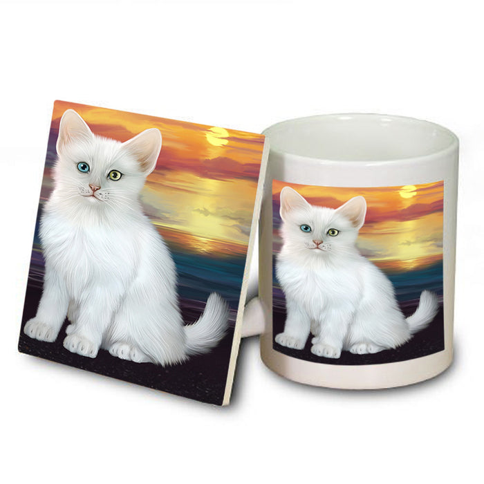 Turkish Angora Cat Mug and Coaster Set MUC54645