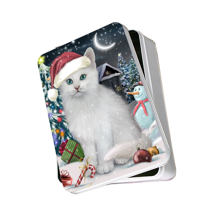 Have a Holly Jolly Christmas Happy Holidays Turkish Angora Cat Photo Storage Tin PITN54206