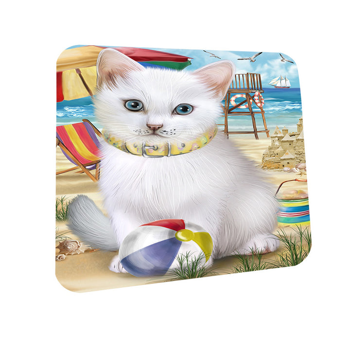 Pet Friendly Beach Turkish Angora Cat Coasters Set of 4 CST54163