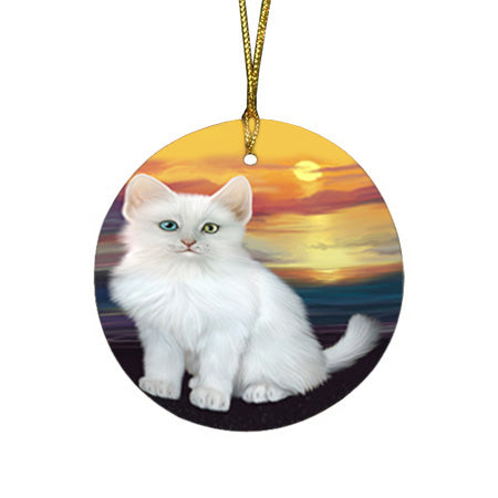 Turkish Angora Cat Round Flat Christmas Ornament RFPOR54772