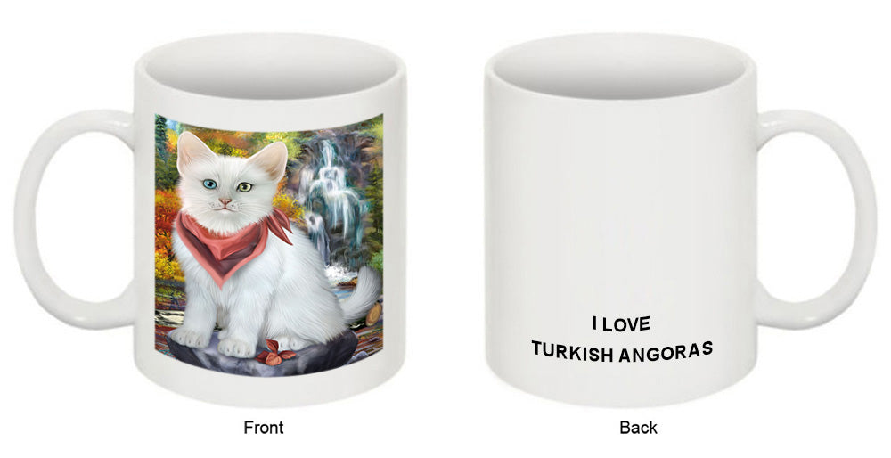 Scenic Waterfall Turkish Angora Cat Coffee Mug MUG50101