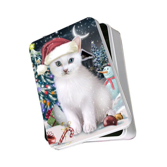 Have a Holly Jolly Christmas Happy Holidays Turkish Angora Cat Photo Storage Tin PITN54207