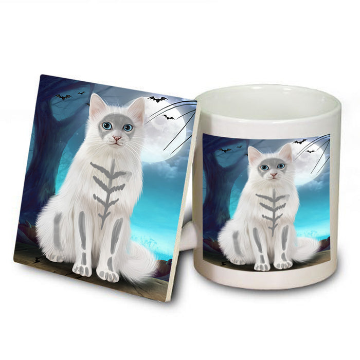 Happy Halloween Trick or Treat Turkish Angora Cat Mug and Coaster Set MUC54534