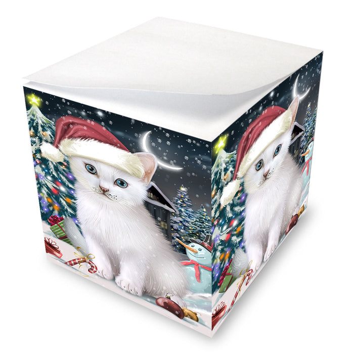 Have a Holly Jolly Christmas Happy Holidays Turkish Angora Cat Note Cube NOC55910