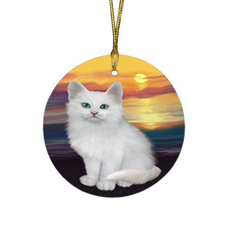 Turkish Angora Cat Round Flat Christmas Ornament RFPOR54773