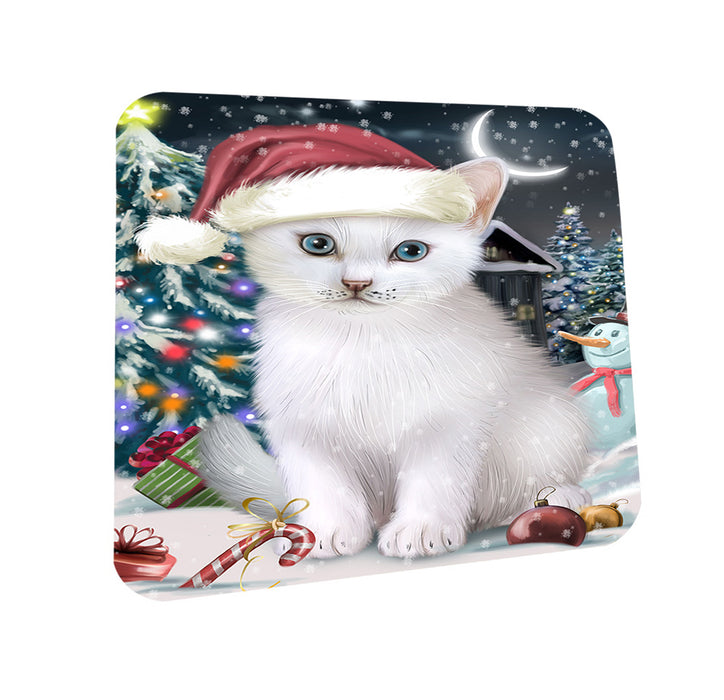 Have a Holly Jolly Christmas Happy Holidays Turkish Angora Cat Coasters Set of 4 CST54222
