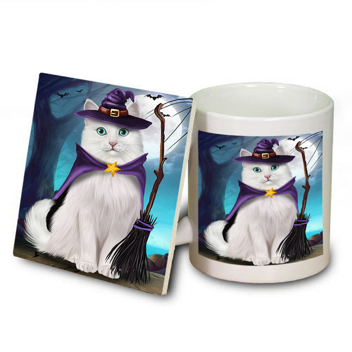 Happy Halloween Trick or Treat Turkish Angora Cat Mug and Coaster Set MUC54535