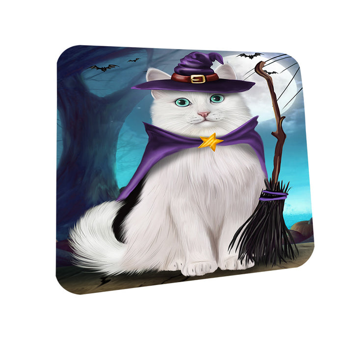 Happy Halloween Trick or Treat Turkish Angora Cat Coasters Set of 4 CST54501