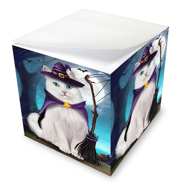 Happy Halloween Trick or Treat Turkish Angora Cat Note Cube NOC56189