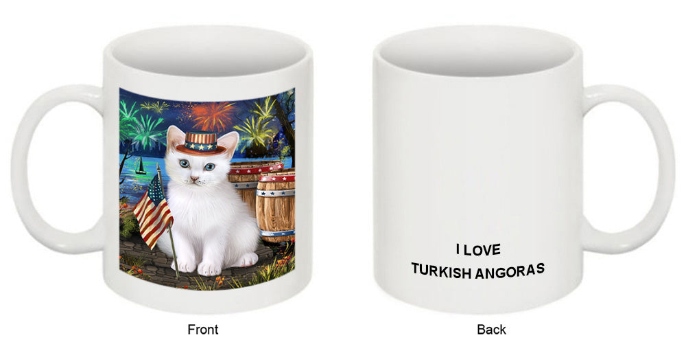 4th of July Independence Day Firework Turkish Angora Cat Coffee Mug MUG49498