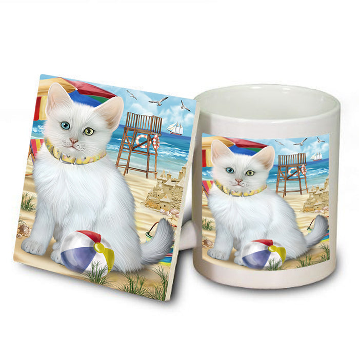 Pet Friendly Beach Turkish Angora Cat Mug and Coaster Set MUC54199