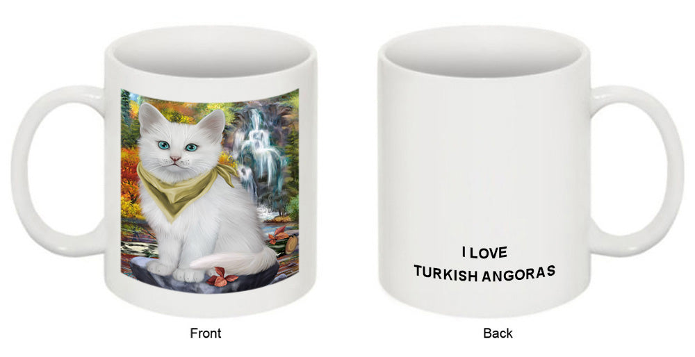 Scenic Waterfall Turkish Angora Cat Coffee Mug MUG50102