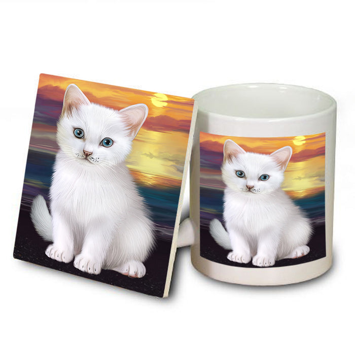 Turkish Angora Cat Mug and Coaster Set MUC54647