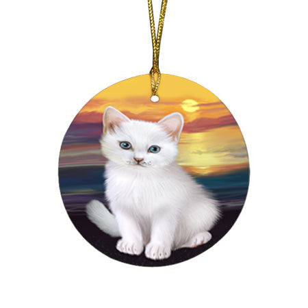 Turkish Angora Cat Round Flat Christmas Ornament RFPOR54774