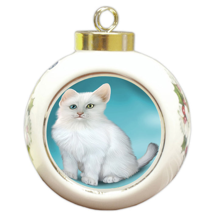 Turkish Angora Cat Round Ball Christmas Ornament RBPOR54784