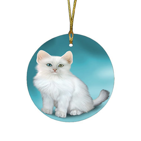 Turkish Angora Cat Round Flat Christmas Ornament RFPOR54775