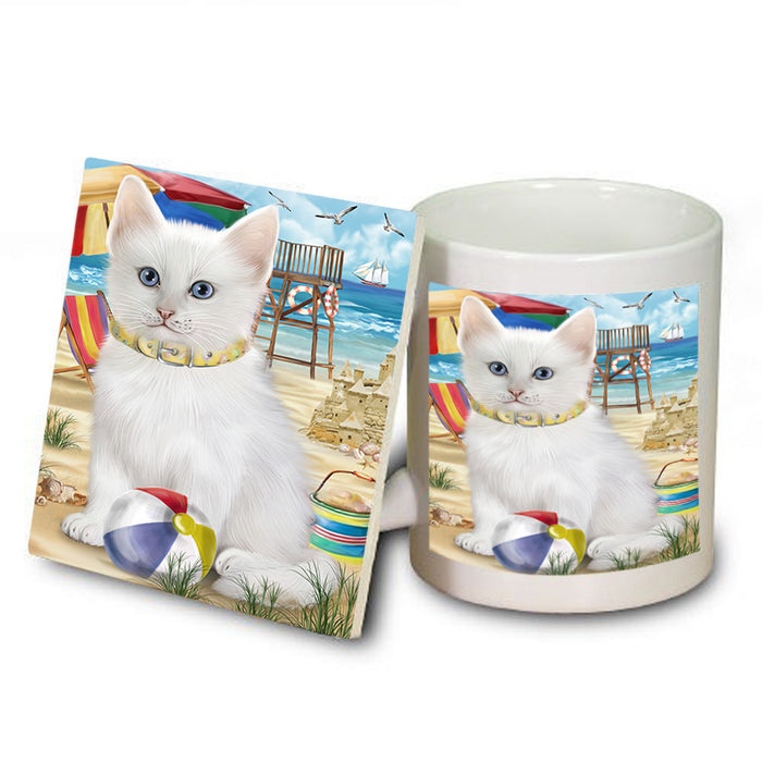 Pet Friendly Beach Turkish Angora Cat Mug and Coaster Set MUC54200