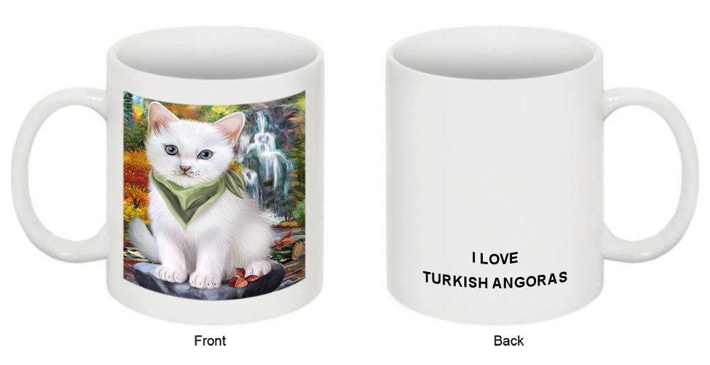 Scenic Waterfall Turkish Angora Cat Coffee Mug MUG50103