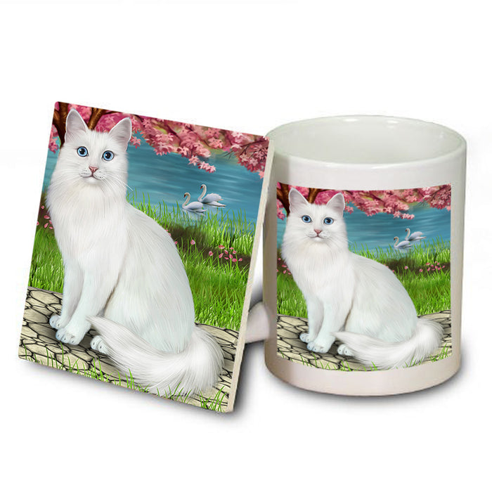 Turkish Angora Cat Mug and Coaster Set MUC54649