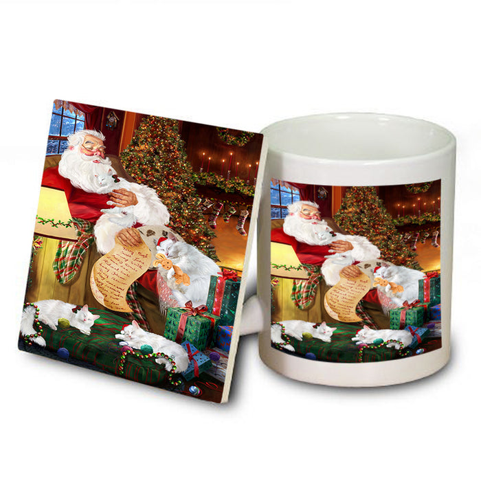 Santa Sleeping with Turkish Angora Cats Christmas Mug and Coaster Set MUC52816