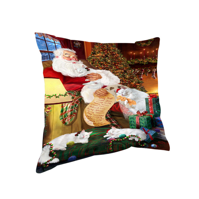 Santa Sleeping with Turkish Angora Cats Christmas Pillow PIL67920