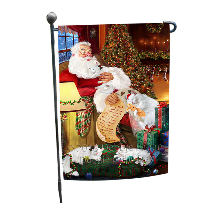 Santa Sleeping with Turkish Angora Cats Christmas Garden Flag GFLG52886