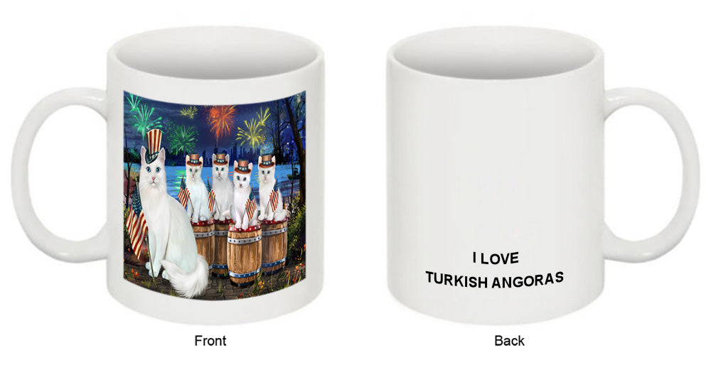 4th of July Independence Day Firework Turkish Angora Cats Coffee Mug MUG49518