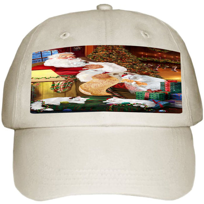 Santa Sleeping with Turkish Angora Cats Christmas Ball Hat Cap HAT62205