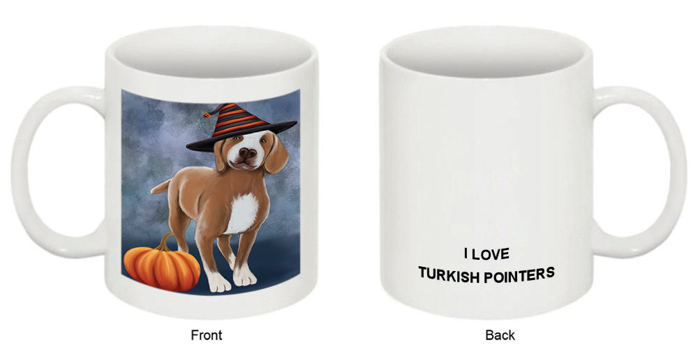 Happy Halloween Turkish Pointer Dog Wearing Witch Hat with Pumpkin Coffee Mug MUG50229