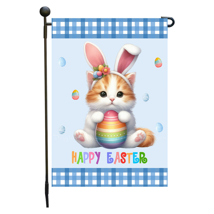 Turkish Van Cat Easter Day Garden Flags for Outdoor Decorations - Double Sided Yard Lawn Easter Festival Decorative Gift - Holiday Cats Flag Decor 12 1/2"w x 18"h