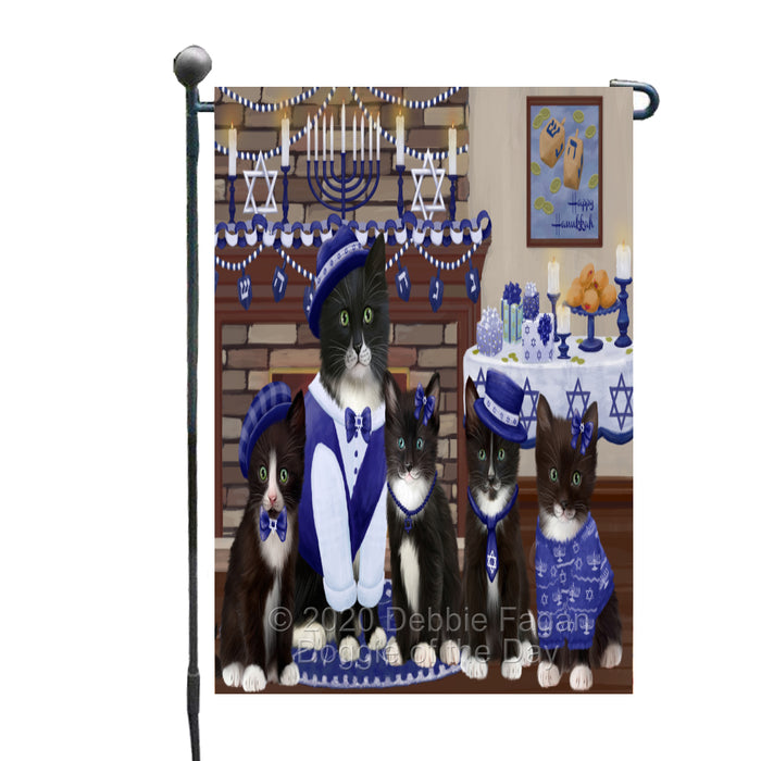 Happy Hanukkah Family Tuxedo Cats Garden Flag GFLG65786