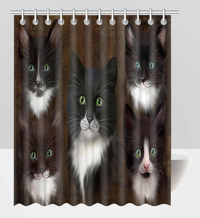 Rustic Tuxedo Cats Shower Curtain